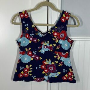 ModCloth floral babydoll tank top size large retro pin-up Mod rockabilly spring